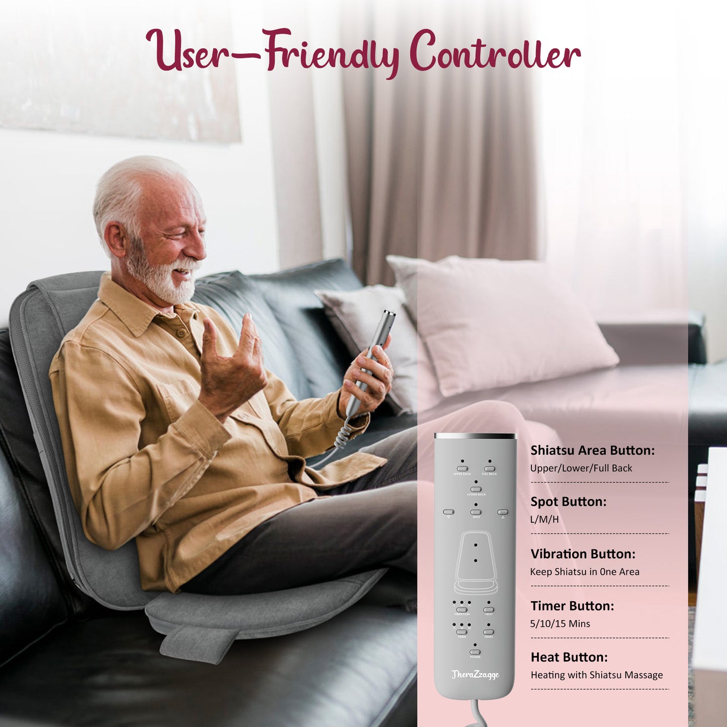 Therazzage Shiatsu Back Massager with Soothing Heat