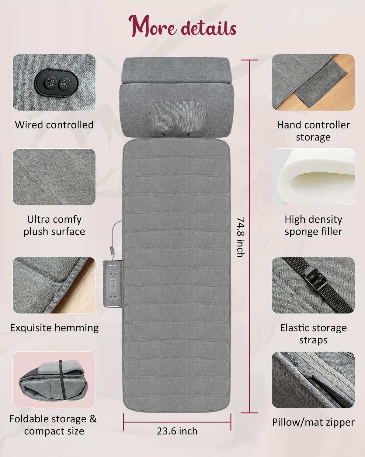 Therazzage Full Body Massage Mat with Heat