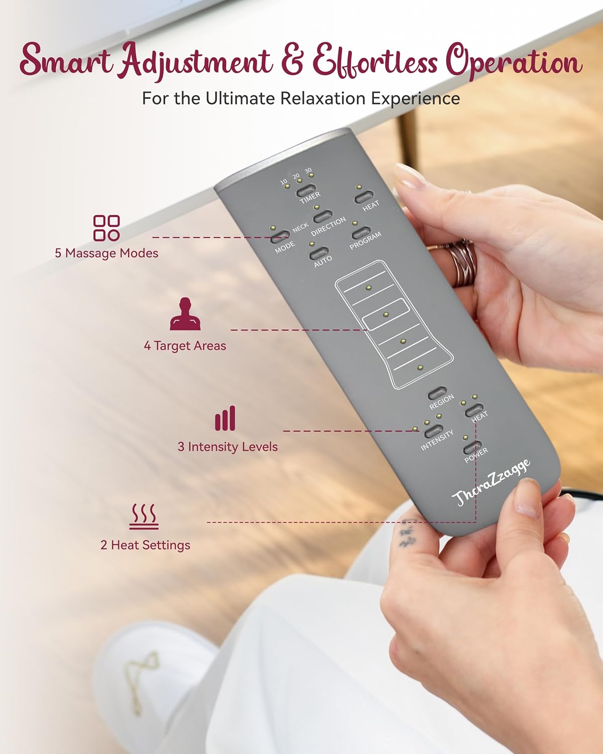 Therazzagge Massage Chair Pad, Back Massager for Chair with 8 Vibration Motors