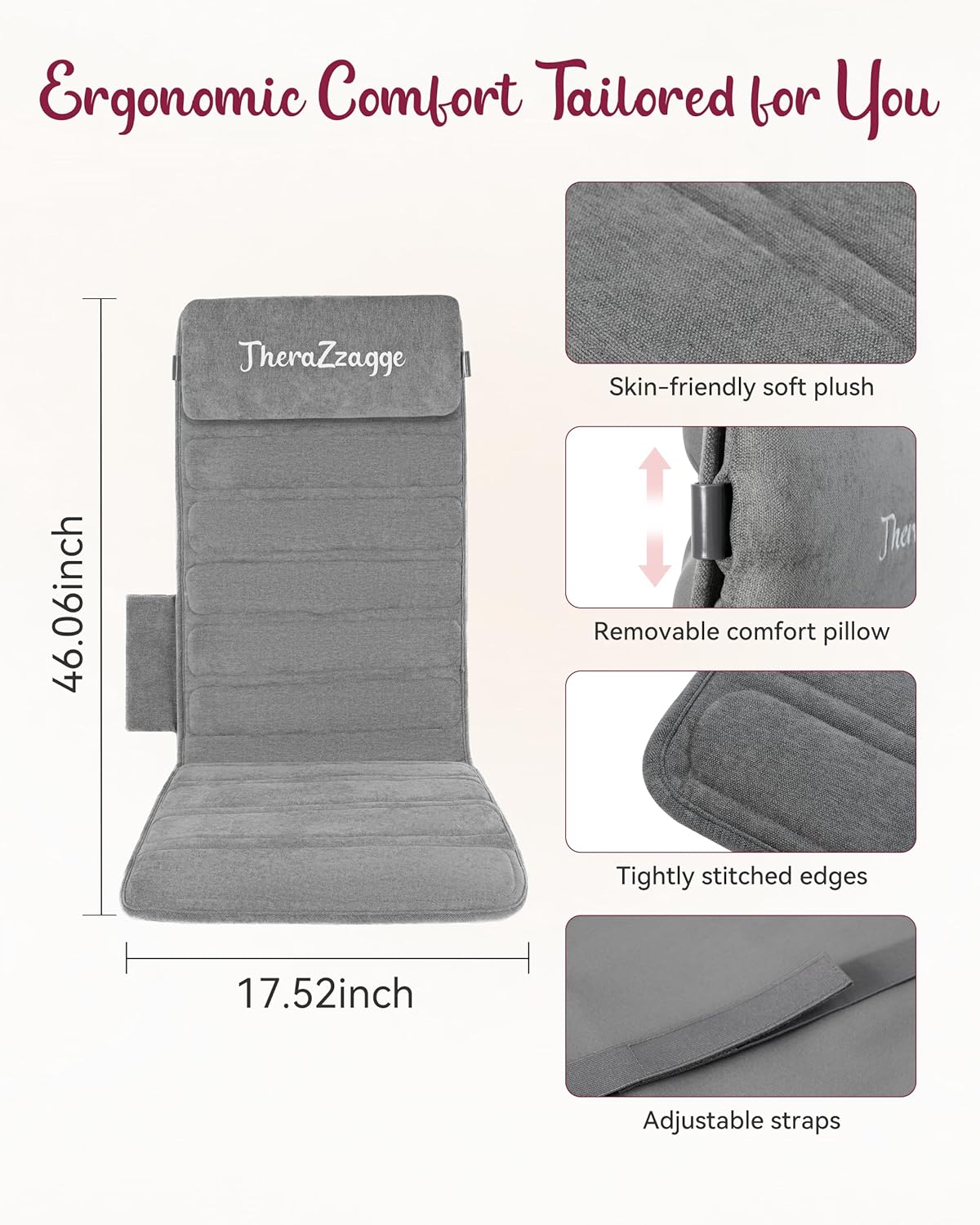Therazzagge Massage Chair Pad, Back Massager for Chair with 8 Vibration Motors