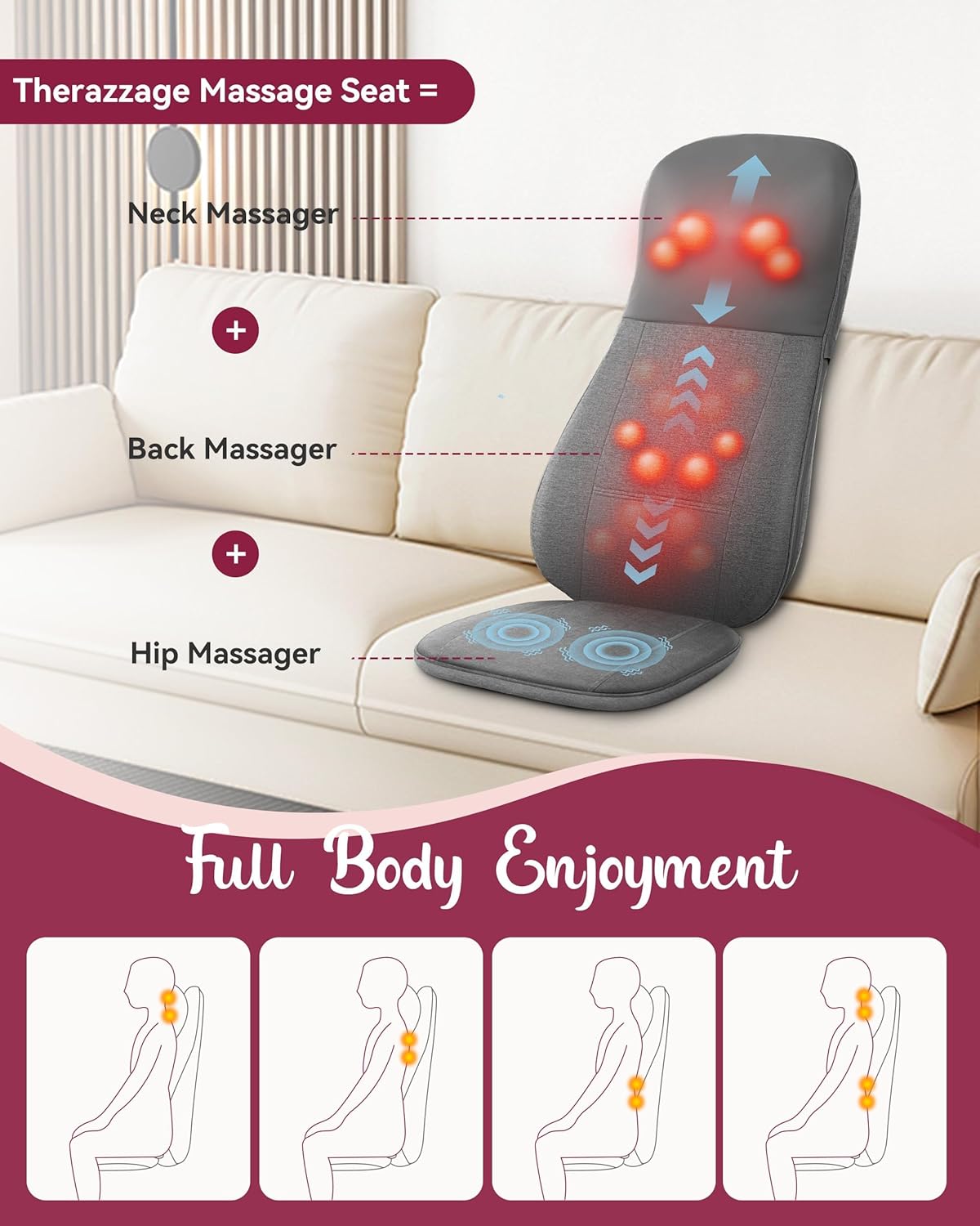Therazzage Shiatsu Back and Neck Massager with Heat