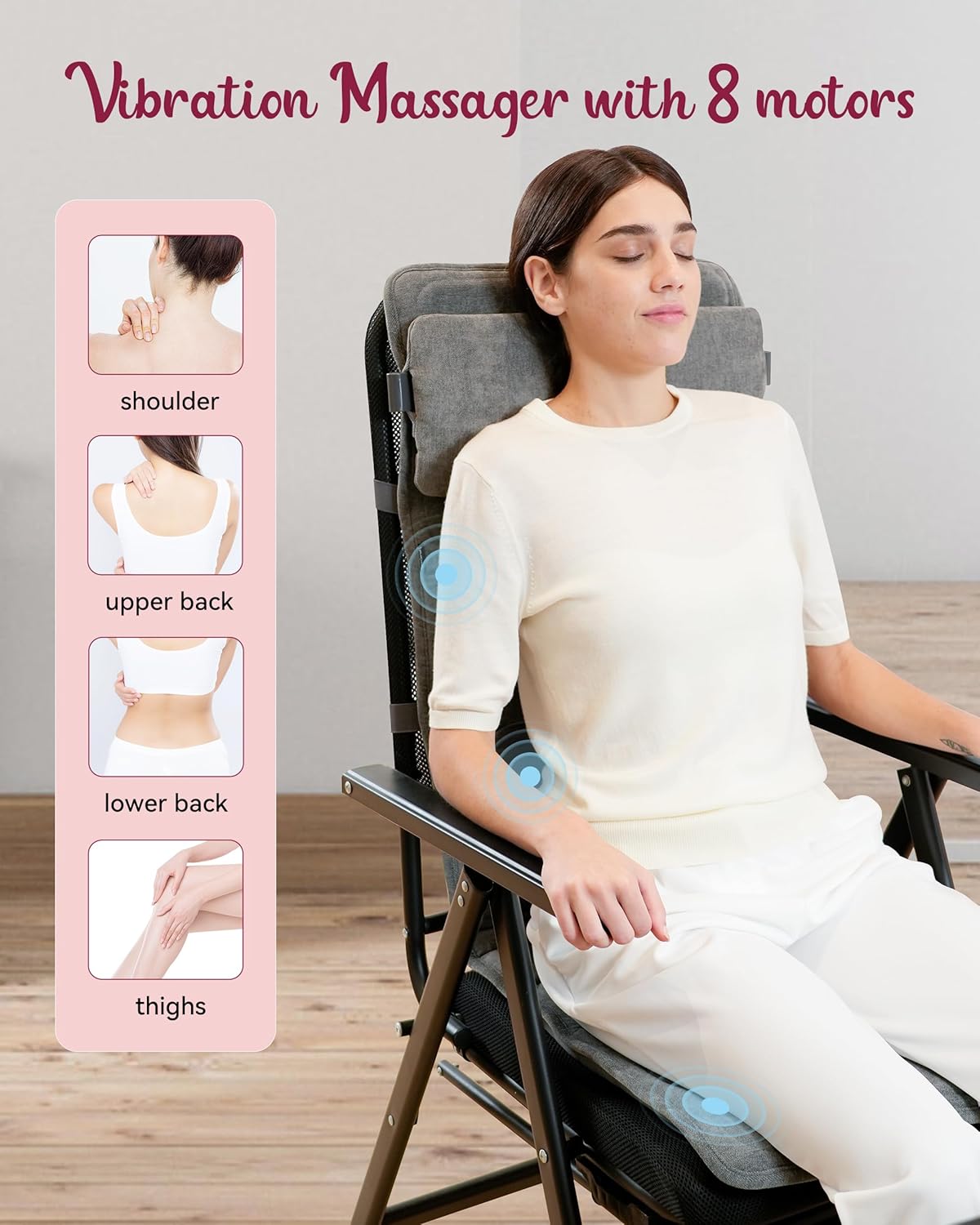 Therazzagge Massage Chair Pad, Back Massager for Chair with 8 Vibration Motors