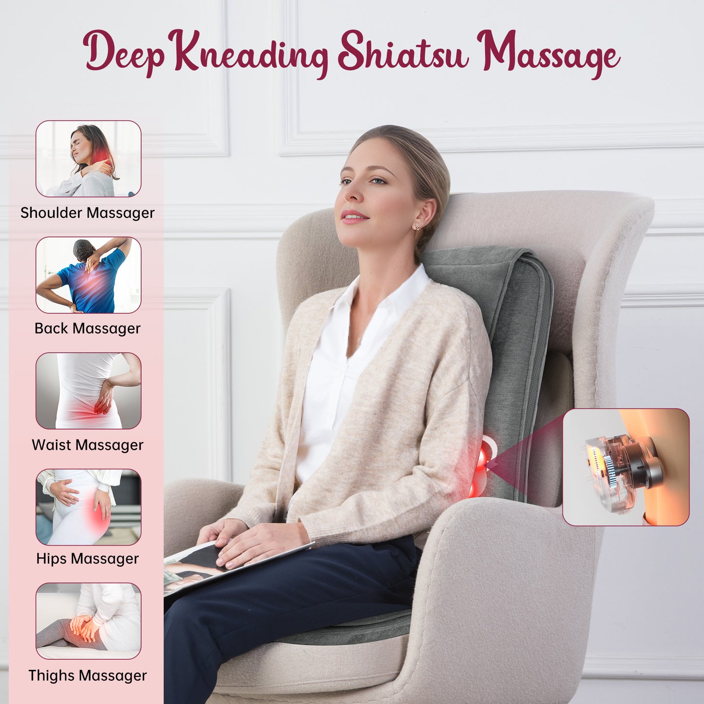 Therazzage Shiatsu Back Massager with Soothing Heat
